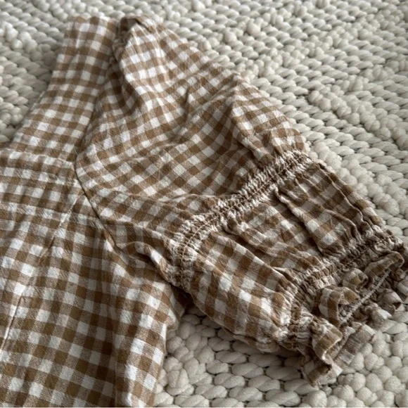 Madewell Gingham Jacquard Square Neck Puff Sleeve Top| Trendy Preppy Business - Picture 6 of 6